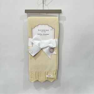 Bonbini Baby Blanket 100% Cotton Knit Size 38" X 28"  Heathered Yellow Soft